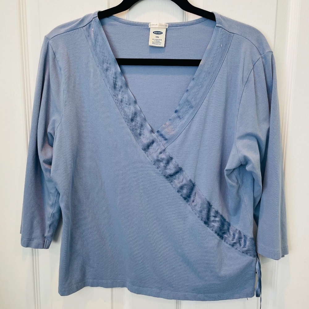 Old Navy Periwinkle Blue V-Neck Mock Wrap Top XXL